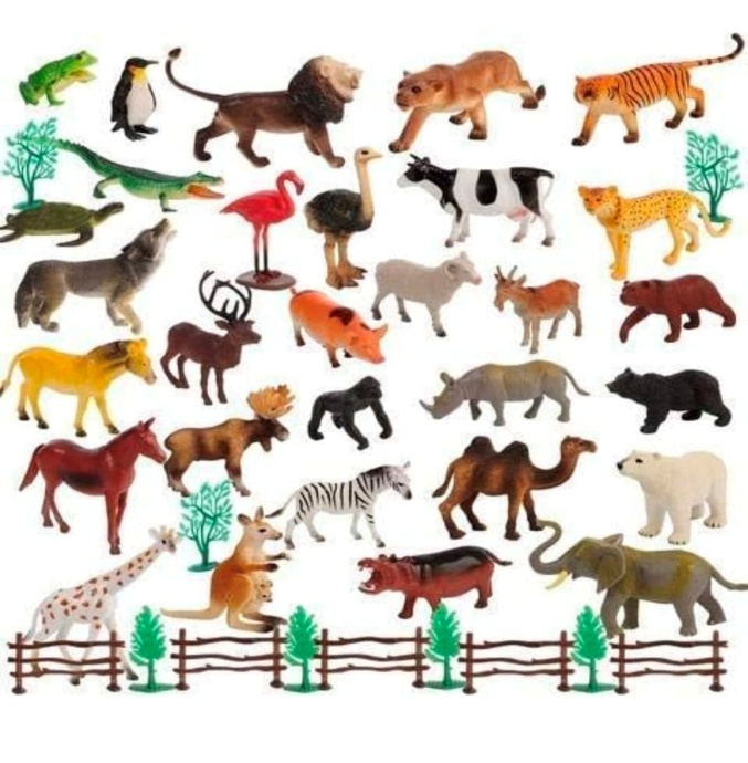 YOOKO 12 Pcs Animal Set Mini Jungle Animals Figure Toys Play Set