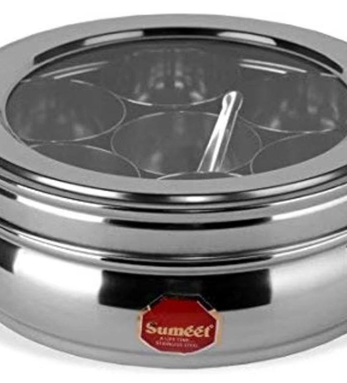 Sumeet Stainless Steel Belly Shape Masala (Spice) Box